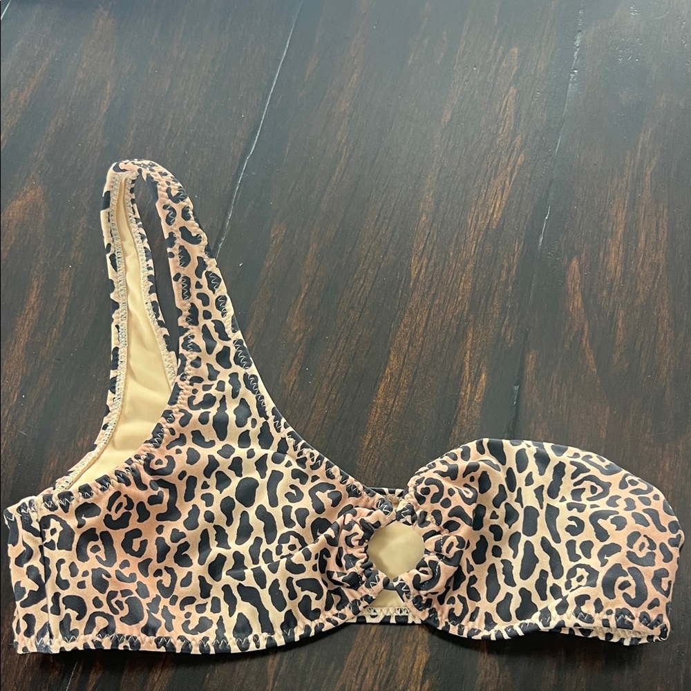 La Hearts Leopard Print Bikini Top